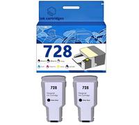 728 F9J67A F9J68A F9J66A F9J65A Ink Cartridges Compatible for HP T730 T830 Inkjet Printers, Leak-Proof Design Crisp Printing 2 Black
