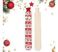 72cm Extra Long Hot Water Bottle with Fluffy Cover - 2L Natural Rubber Body Warmer for Neck, Back & Waist Pain Relief, Christmas Party Gift