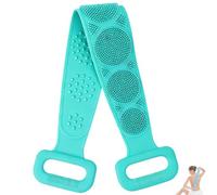72cm Long Handle Silicone Body Scrubber Belt,Double-Sided Exfoliating，Green | Silicone Shower Back Scrubber Brush, Body Scrubber Towel with Dual Sided Massaging Bristles for Shower Bath Dead Skin Removal