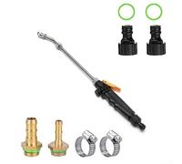 72cm Sprayer Wand, 2 Brass barbs Match 3/8'' & 1/4'' Hoses, Adjustable Nozzle Stainless Steel Convenient Stainless Steel Wand for Garden Sprayer, with Hose Connects & Hose Clamps for Garden Watering