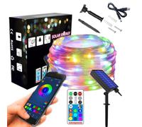 72ft Solar Garden Lights Outdoor,300+ Modes 200 LED APP DIY Colorful Dynamic Lighting,Waterproof Decorative Fairy String Light for Indoor Decoration,for Patio Yard Tree Fence Party Wedding Christmas