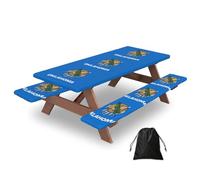 72in Camping Table Cover & Bench Covers 3-Pack Set, Oklahoma State Flag Print Tablecloths, for Rectangle Tables Picnic