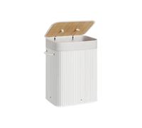 Songmics 72L Foldable Bamboo Laundry Hamper - White