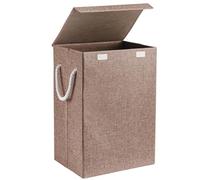 72L Foldable Laundry Basket with Lid - Large Capacity Washing Hamper with Handles Collapsible Dirty Clothes Storage Bin for Bedroom, Bathroom, Laundry Room Space-Saving (Brown, 60 * 40 * 30cm)