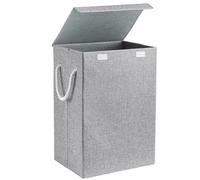 72L Foldable Laundry Basket with Lid - Large Capacity Washing Hamper with Handles Space-Saving Collapsible Dirty Clothes Storage Bin for Bedroom, Bathroom, Laundry Room (Grey)