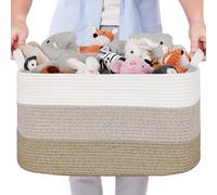72L Large Laundry Basket, Woven Cotton Rope Storage Basket with Handles | For blankets, bedding, towels, toys and shoes; Black, Gradient Gray or Brown for bedroom, nursery, hallway and utility room