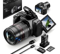 72MP 4K Digital Camera for Photography and Video, 12X Optical Zoom Bridge Camera with Macro, Flip Screen, WiFi, Auto Focus, 2 Batteries & 32GB SD Card - Ideal for Beginners & Vloggers (Black)