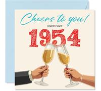 72nd Anniversary Card for Women and Men, Cheers Married Since 1954
