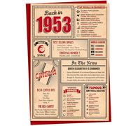 72nd Birthday Card - Back in 1953 In This Year Card, Greeting Card for Men and Women, Birthday Cards for Women, Birthday Cards for Men, 72nd Anniversary Card, A5