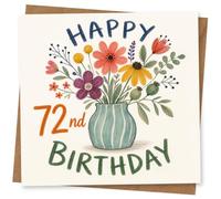 72nd Birthday Card, Floral Design | Eye-catching greeting card; Floral artwork for a 72nd birthday with a warm, memorable feel
