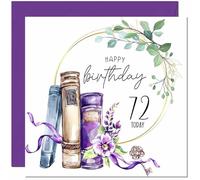 72nd Birthday Card for women Floral Watercolour Book Beautiful Birthday Card for 72 Year old Woman Nan Grandma Mum Aunt Ladies Nan Friend Sister Seventy Two Seventy Second Nanny
