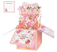 72nd Birthday Card with Envelopes for Women, Birthday Decorations for Grandma, Bday Gift Box for 72 Year Old, Unique Handmade Foldable Celebration 3D Cards for Mother