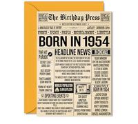 71st Birthday Cards for Women Men - Born In 1954 Newspaper - Happy 71 Birthday Card for Grandma Grandad Nan Vintage Retro Back In 1954, 5x7 Inch Bday Greeting Cards