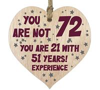 72nd Birthday Gift For Women Men Wooden Heart Plaque, Light Wood Sign Keepsake, Happy Birthday Mum, Grandma, Dad, Husband, Wife, Uncle, Mum Gifts From Son, Nan, Grandad Birthday Present