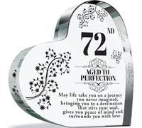 72nd Birthday Plaque Gifts for Women Men - Aged to Perfection - Acrylic Heart Keepsake Gift for 72 Year Old Woman Man Her Him, 100mm x 100mm Present For Friends Family