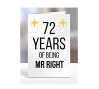 72nd Wedding Anniversary Card, of being Mr Right, Gifts for Husband, Boyfriend, Fiance, Couple, Ideas, Men, Him, Male, Presents for Christmas, 72 years, A5-176b_72