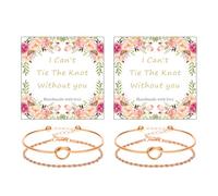 72ore 2PCS Bridesmaid Bracelet Gold Love Knot Bracelet for Women Tie the Knot Bracelets Bridesmaid Gifts with a Card I Can't Tie the Knots without You Will You Be My Bridesmaids, metal, no gemstone