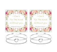 72ore 2PCS Bridesmaid Bracelet Gold Love Knot Bracelet for Women Tie the Knot Bracelets Bridesmaid Gifts with a Card I Can't Tie the Knots without You Will You Be My Bridesmaids, metal, no gemstone