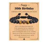 72ore 30th 40th 50th 60th Birthday Bracelets Gifts for Men Tiger Eye Bracelet for Men Adjustable Natural Stone Beaded Bracelet Trendy Jewelry Gifts, Zinc, other