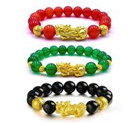 72ore 3Pcs Feng Shui Bracelet Good Luck Bracelets Obsidian Bracelet Buddha Bead Bracelets Dragon Bracelets Christmas Gifts for Women Men, Adjustable, Alloy, no gemstone