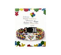 72ore Autism Awareness Bracelet Autism Support Bracelet Handmade Braided Woven Adjustable Paracord Multicolor Puzzle Gift, L, Zinc, no gemstone