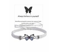 72ore Butterfly Charm Bracelet for Women Always Believe in Yourself Butterfly Bracelet Inspirational Bracelet Adjustable Woven Bracelets Encouragement Gift for Friends, Adjustable, Alloy, no gemstone