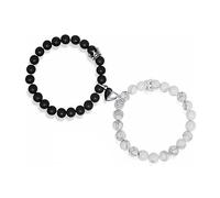 72ore Couples Bracelets Set Black White Matching His Hers Bracelets Romantic Trendy Gifts for Couples Trendy Stuff Gifts, L, no gemstone