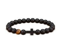 72ore Cross Bracelet for Men Black Tourmaline Bracelet Christian Bracelets for Women Faith Bracelet Stretchable Natural Stone Bracelet Christian Jewelry Gift for Boys, Adjustable, Alloy, no gemstone