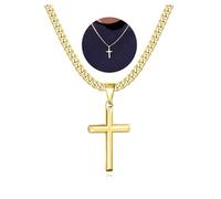 72ore Cross Necklace for Men Gold Cross Chain for Men Stainless Steel Necklace for Him Summer Jewelry Crucifix Necklace Brother Birthday Gift for Boyfriend, 钛钢, No Gemstone