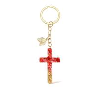 72ore Cute Christian Cross Keychain for Women Car Key Chain Accessories Purse Bag Charms Boho Design Mini Jesus Faith Gift
