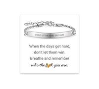 72ore Don't Let the Hard Days Win Bracelet Motivational Jewelry Inspirational Bracelets for Women Encouragement Gift Cuff Quote Bangle Daily Reminder Accessories for Her, L, no gemstone