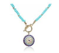 72ore Evil Eye Necklace Green Gold Beaded Rhinestone Evil Eye Pendant Necklace for Women Holiday Jewelry Birthday Gifts Party Outfits Accessories, 合金, No Gemstone