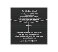 72ore Gift for Boyfriend Necklace Silver Cross Pendant Promise Necklace for Men Birthday Jewelry Gifts for Him My Man, No Gemstone