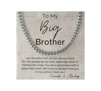 72ore Gifts for Brother Necklace Cuban Link Chain Silver Necklace for Men Brother Birthday Jewelry Gifts from Sister, No Gemstone