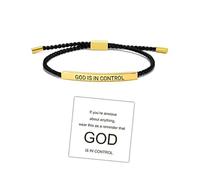 72ore God is in Control Bracelet Gold Black Mens Stainless Steel Protection Healing Inspirational Bracelet for Women Men Birthday Festival Gifts for Him, Alloy, no gemstone