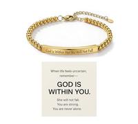 72ore God Is Within Her She Will Not Fall Bracelet Bible Verse Adjustable Beaded Bracelet Non Tarnish Inspirational Christian Faith Gifts for Women Trendy, L, Stainless Steel, no gemstone
