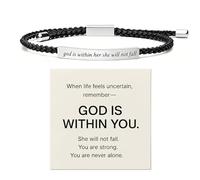 72ore God Is Within Her She Will Not Fall Bracelet Bible Verse Bracelets Psalm 23 Bracelet Inspirational Christian Faith Gifts for Women Trendy, L, Zinc, no gemstone