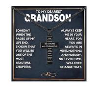 72ore Grandson Gifts From Grandma Mens Cross Necklace Stainless Steel Chain Black Necklace for Men Cross Pendant Inspirational Birthday Gift To My Grandson, No Gemstone