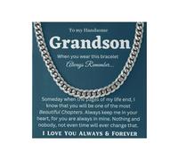 72ore Grandson Gifts From Grandma Necklace Cuban Link Silver Chain Necklace for Men Inspirational Birthday Gifts for Grandson, No Gemstone