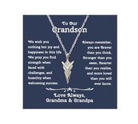 72ore Grandson Gifts From Grandma Necklace Silver Chain Necklace for Men Arrow Chain Pendant Jewelry Meaningful Inspirational Gifts for Grandson, No Gemstone