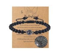 72ore I Love You 100 Languages Bracelet to My Husband/Son/Dear Dad/Grandson/Nephew/Brother/Boyfriend Bracelet Natural Stone Bracelet Black Beaded Bracelet Birthday Christmas Gift for Him