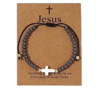 72ore Jesus Bracelets What Would Jesus do Bracelets Cross Beads Bracelet Religion Cross Bracelet for Women Dainty Beads Bracelet Jewelry Gifts, Metal, no gemstone