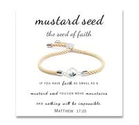72ore Mustard Seed Bracelet Faith Jewelry Inspirational Mustard Seed Jewelry for Women Mountain and Sea Touch Bracelets Motivational Gift, L, no gemstone