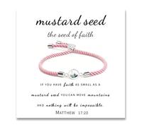 72ore Mustard Seed Bracelet Faith Jewelry Inspirational Mustard Seed Jewelry for Women Mountain and Sea Touch Bracelets Motivational Gift, L, no gemstone