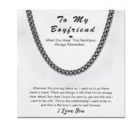 72ore Necklace for Boyfriend Cuban Link Chain Black Stainless Steel Necklace for Men Wedding Gift Promise Chain Anniversary Boyfriend Birthday Gift Ideas, No Gemstone