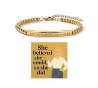 72ore She Believed She Could So Did Bracelet Adjustable Beaded Bracelet Non Tarnish Encouragement Inspirational Gifts for Women, L, Stainless Steel, no gemstone