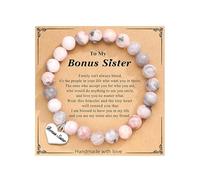 72ore Sister Bracelet Big Sister Gift from Sister Brother Natural Stone Beaded Bracelet Heart Charm Bracelet Friendship Bracelet Jewelry Gift for Women, Adjustable, Crystal, no gemstone