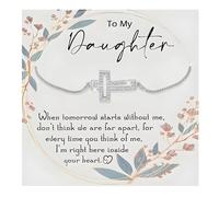 72ore To My Daughter Bracelet from Mom Daughter Gifts from Dad Birthday Gifts for Daughters In Law Cross Bracelet Christmas Jewelry Gifts, Alloy, no gemstone