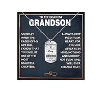 72ore To My Grandson Necklace Silver Chain Necklace for Men Stainless Steel Chain Pendant Jewelry Inspirational Birthday Gifts for Grandson, No Gemstone