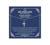 72ore To My Husband Necklace Silver Small Cross Pendant Promise Necklace for Men Birthday Jewelry Gift for Husband Gifts From Wife, No Gemstone